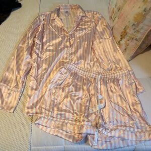 SS Weddings Striped Satin Pajama Set